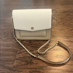 Tory Burch White and Tan Crossbody Bag